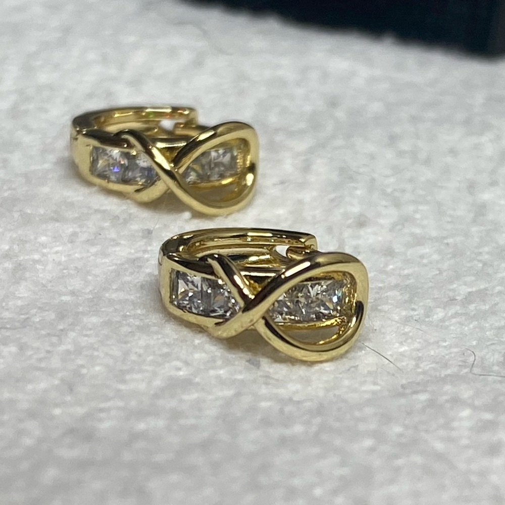 Gold Infinity Hoop Earrings - Picture 3 of 4